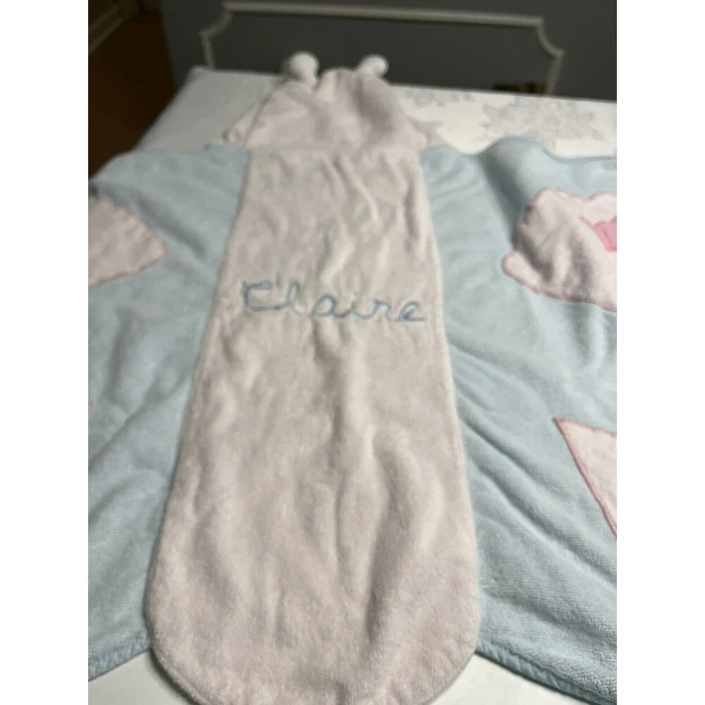Pottery Barn Kids Hooded Bath Pool Towel Yellow Periwinkle Pink Butterflies